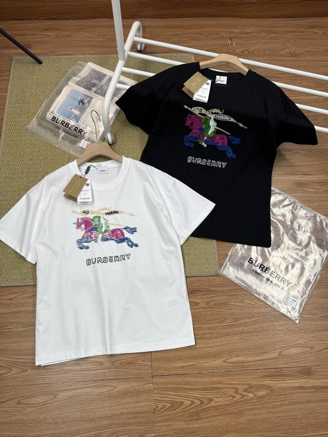 Burberry colorful knight warhorse embroidered logo new short-sleeved T-shirt 25S