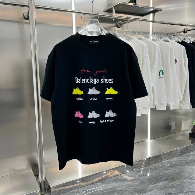 for Balenciaga 25Ss Paris Balenciaga summer new dad shoes Logo print short sleev