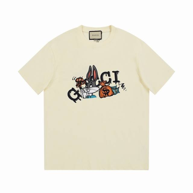 for Gucci New Year of the Rabbit Cartoon Rabbit Money Printed Short Sleeve T-shi