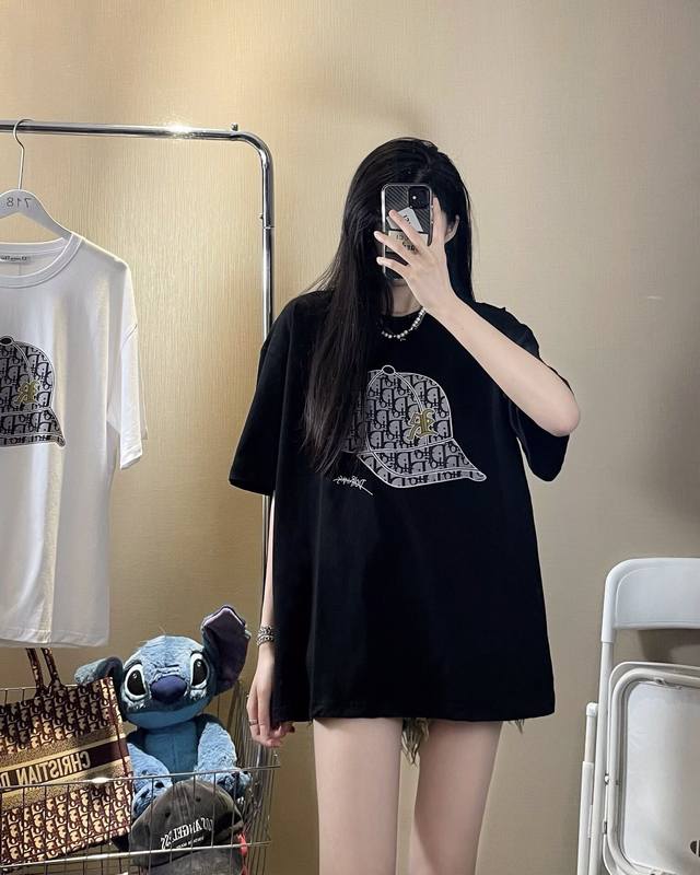 for Dior's new casual versatile hat printed short-sleeved T-shirt Dior classic s