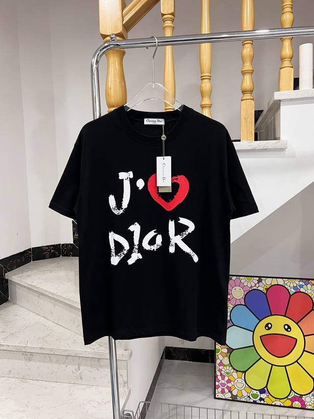 for Dior hand-painted graffiti 520 couple limited short-sleeved T-shirt Dior off