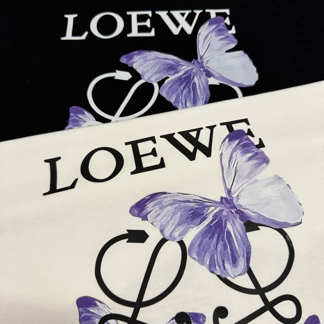 Loewe butterfly letter print loose couple short sleeves Same style for couples,