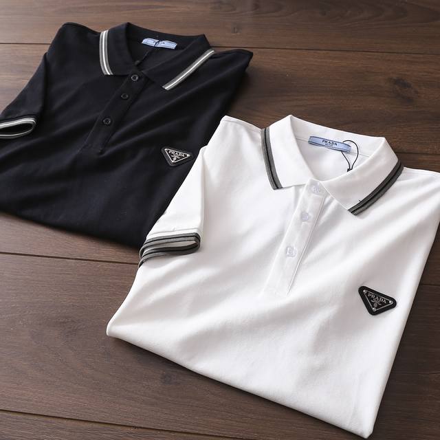 Carefully selected goods! Prada's new men's lapel short-sleeved Polo shirt! Clas
