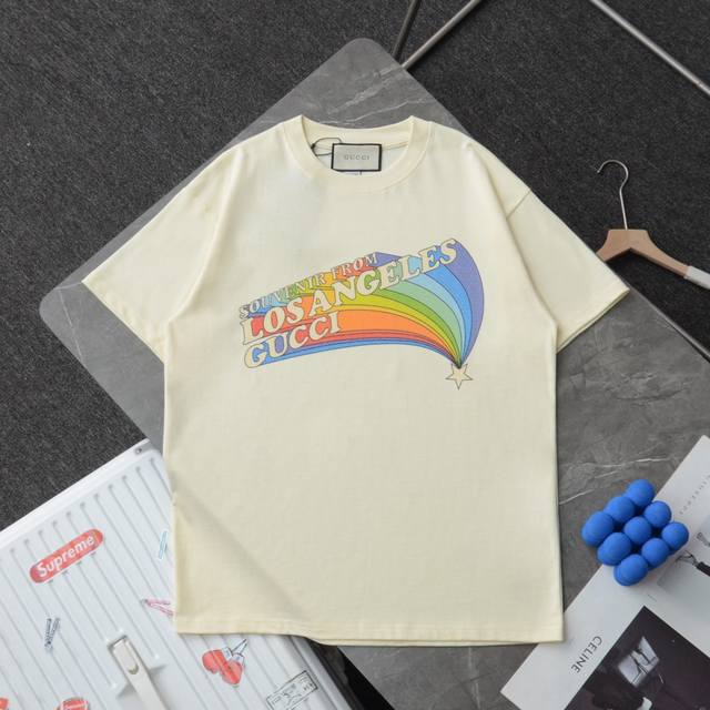 Gucci new Los Angeles colorful meteor print round neck short-sleeved T-shirt Fab