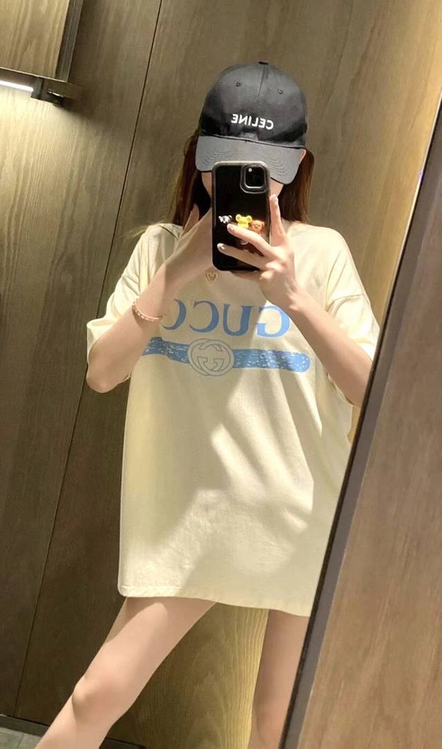 Gucci Double G Hollow Wing Couple Lettered Heavy-duty Short-sleeved T-shirt! Loo