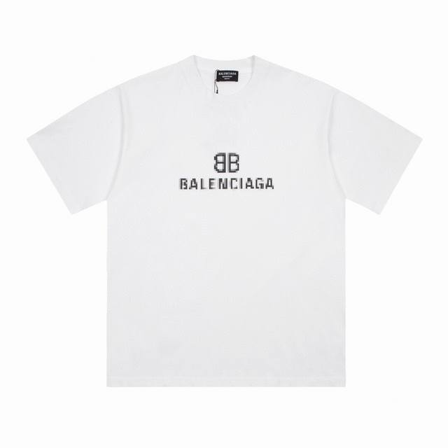 Balenciaga 23Ss double B mosaic logo short sleeves simple and durable design Is