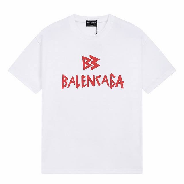 Balenciaga retro English letter print short sleeves Xiaohongshu hot item Simple