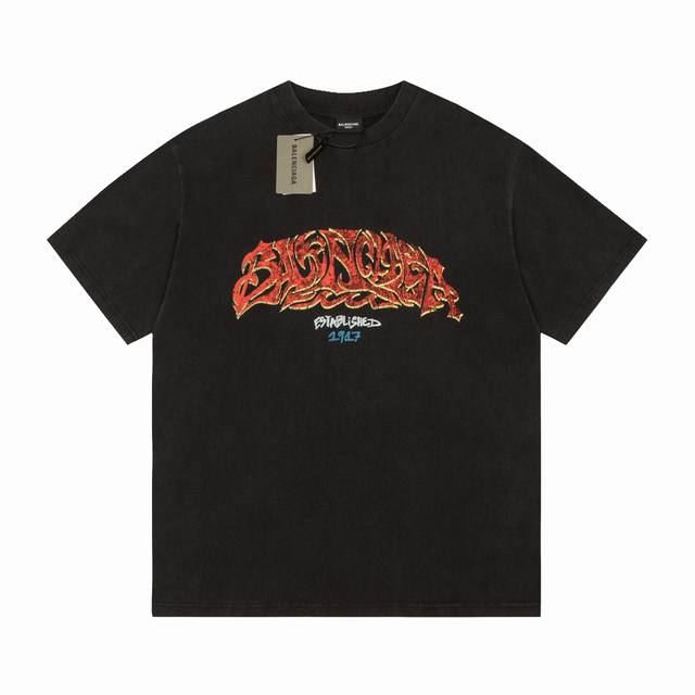 Balenciga Ss inkjet graffiti print short sleeves ~ big graffiti on the chest and