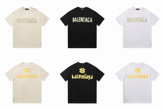 Balenciaga yellow tape letter print limited edition cotton short-sleeved T-shirt