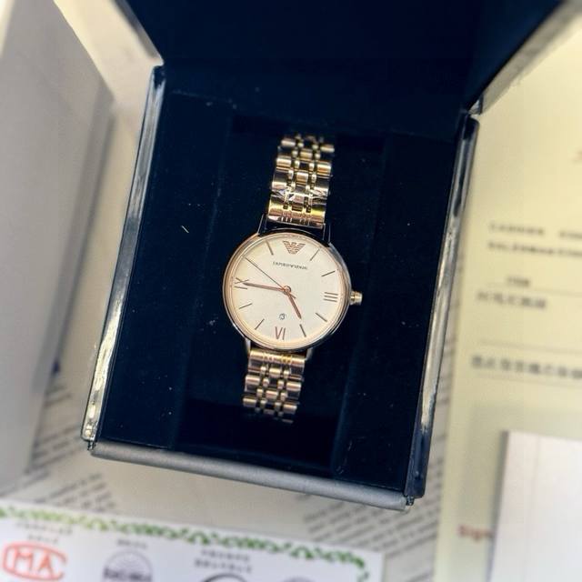 Armani women's watch in gold and white Emporioarmani classic fashion casual quar
