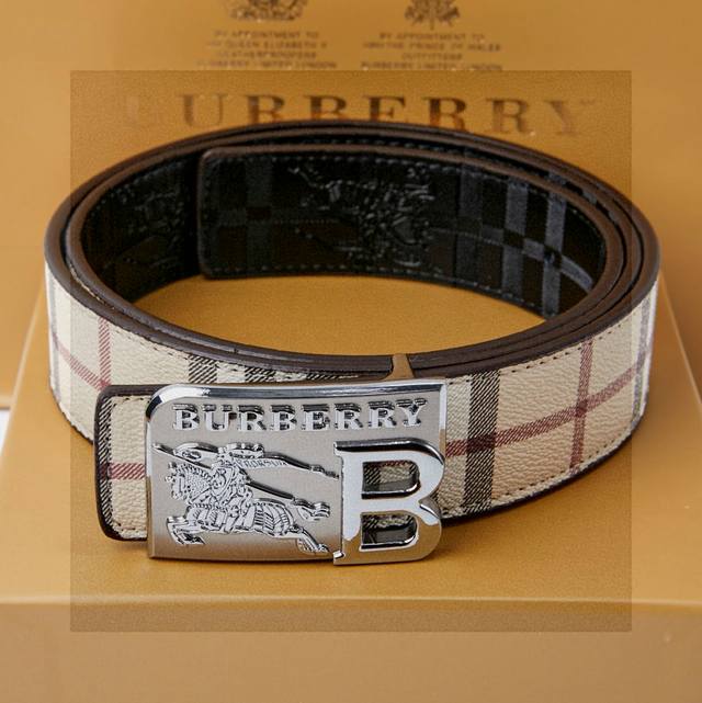 Original Burberry Hollow letter buckle High-quality belt Belt material Split lea