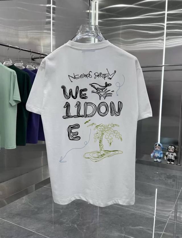 We11Done coconut tree retro couple print short-sleeved T-shirt with dropped shou