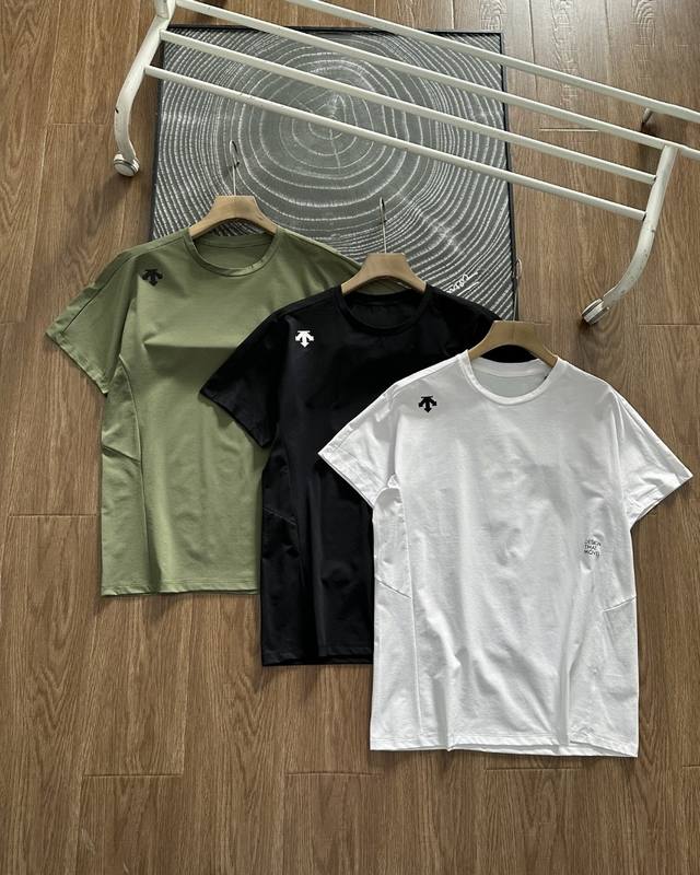 High version! Descente three-color round neck T-shirt short-sleeved top for coup