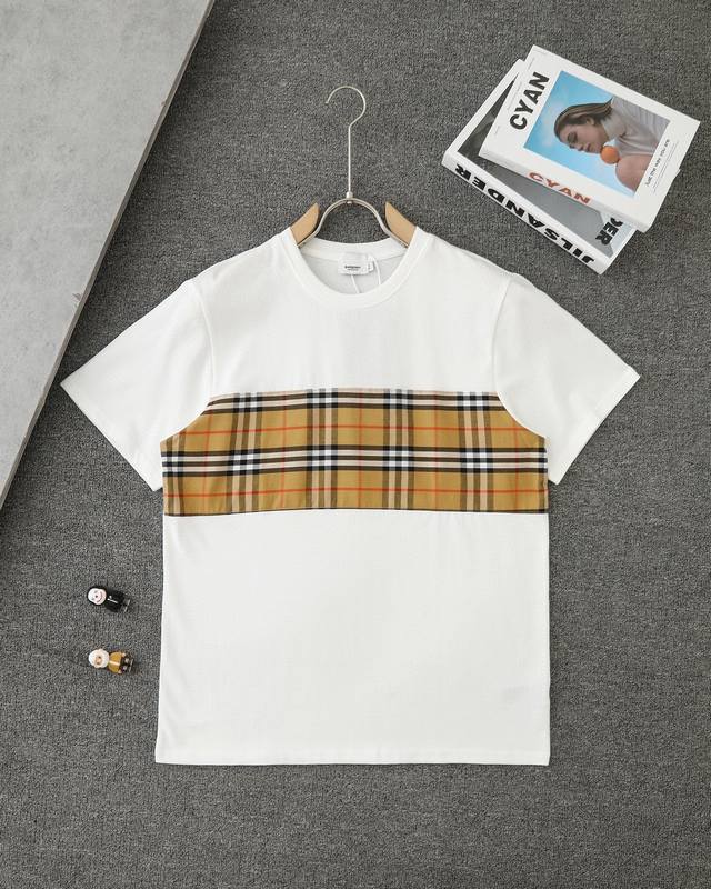 Burberry Bbr Vintage classic plaid patchwork short-sleeved T-shirt, top version