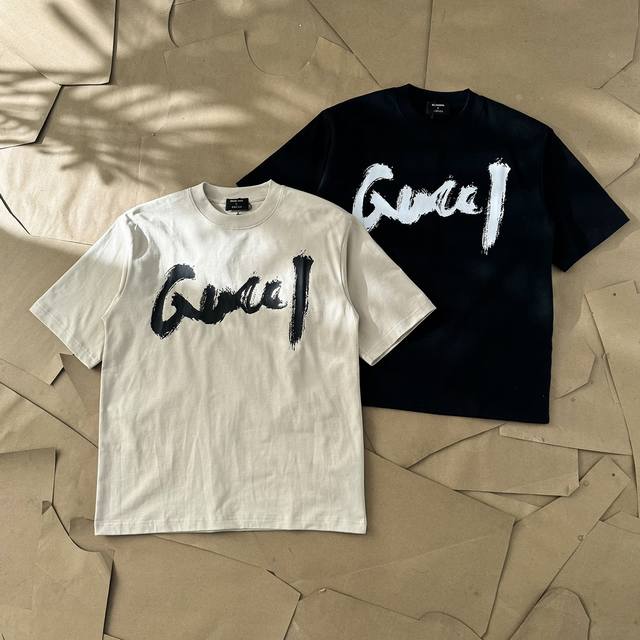 Balenciaga X Gucci joint graffiti print round neck short-sleeved T-shirt - Fabri
