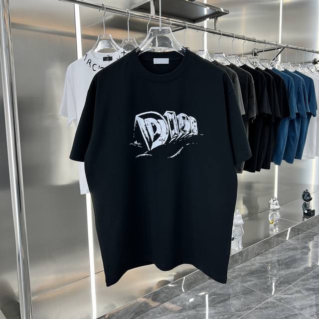 Dior classic Fall23 Tears series Logo graffiti round neck short-sleeved half-sle
