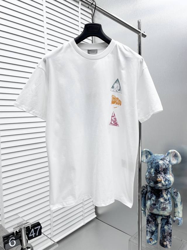 Dior classic earth painted round neck short-sleeved half-sleeved T-shirt Unisex