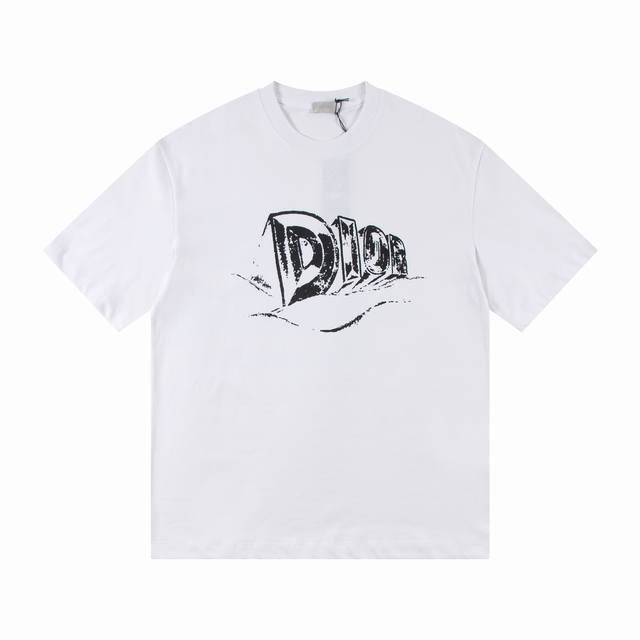 Style: New Dior short-sleeved T-shirt Fabric: 240g double yarn high-density cott