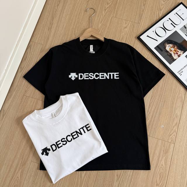 New sizes S to 3Xl Descente classic basic style short-sleeved T-shirt with big l