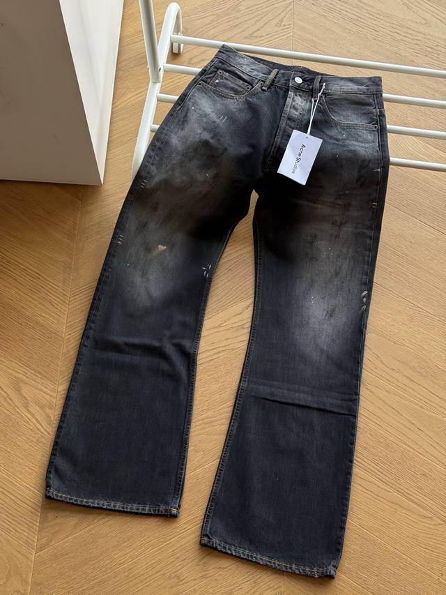 for Acne Studio Ac Black Ink Splash M Version Vintage Slightly Flared Version De