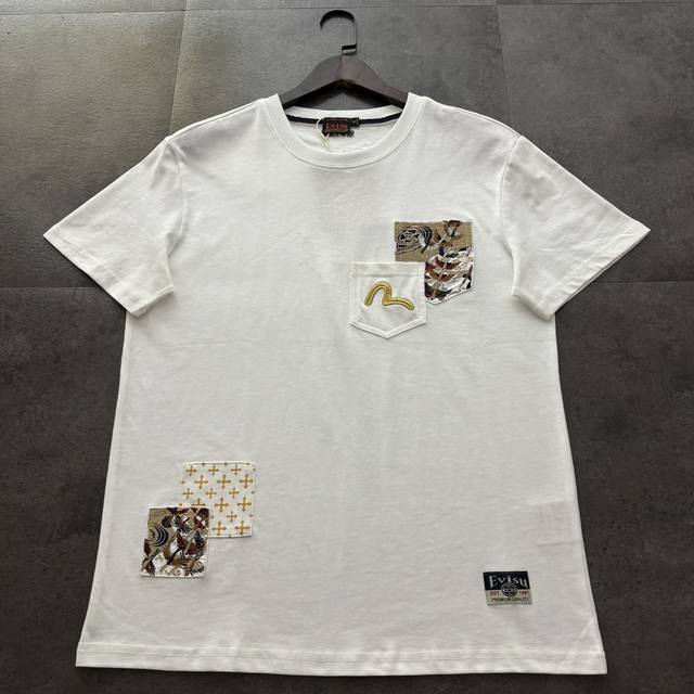 Evisu Fushen 2025 spring and summer new seagull embroidered pocket brocade lette