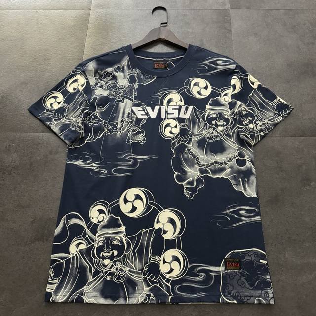 Evisu Fukushin 2025 new men's full-printed Thor logo short-sleeved T-shirt This