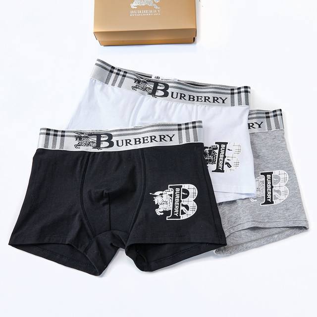 Burberry printed logo gift box three-pack underwear Burberry underwear one box o