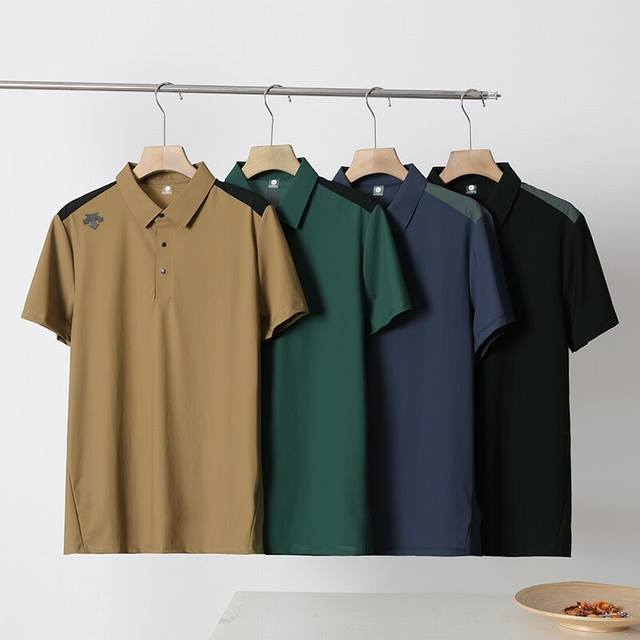 for Descente summer business drape, silky and high-elastic short-sleeved Polo sh