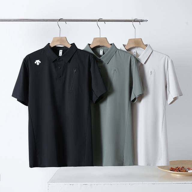 for Descente 2025 summer new classic lapel ice silk seamless short-sleeved Polo
