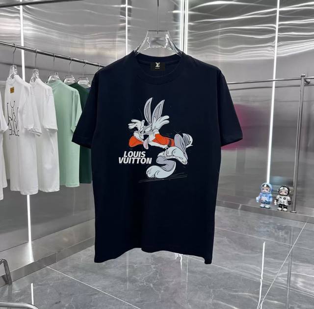 Lv Bugs Bunny retro couple print short-sleeved T-shirt with dropped shoulders He