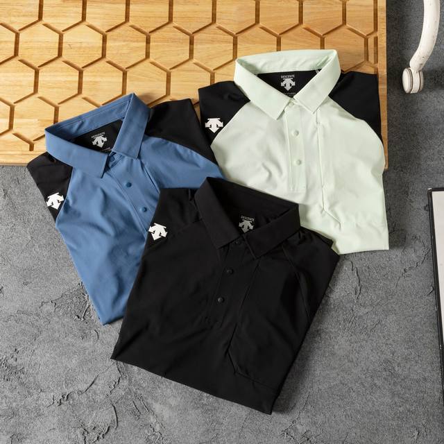 25 Summer New Product Descente Men's Ice Silk Polo Shirt | Short-sleeved Quick-d