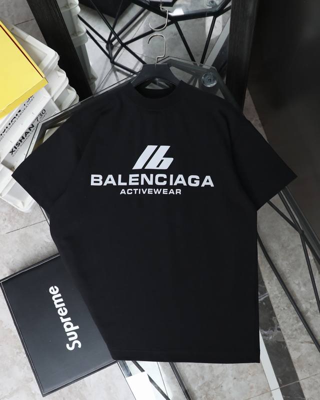 Top version #25Ssbalenciaga Paris family reflective letter print short sleeves F