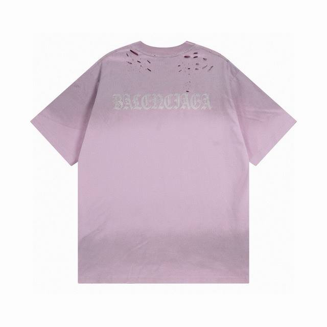 Balenciaga 2025 Ss back Sanskrit letter logo washed, worn, torn, distressed shor
