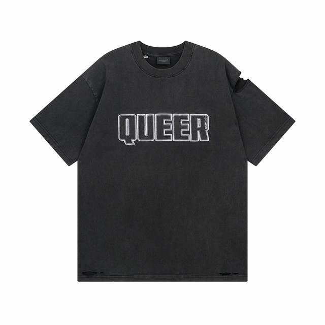 Balenciaga 2025 new front letter Logo patch embroidery ready-made garment washed