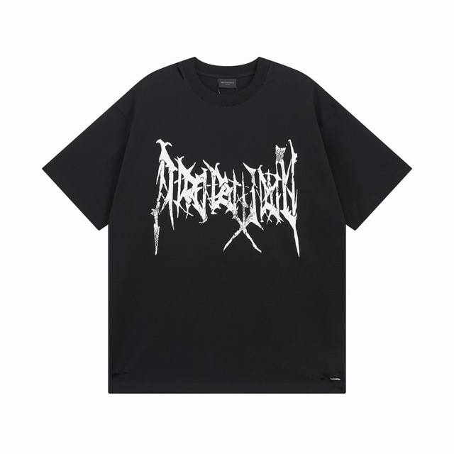 Balenciaga 2025 Ss latest classic Logo art Sanskrit font cracked print short-sle