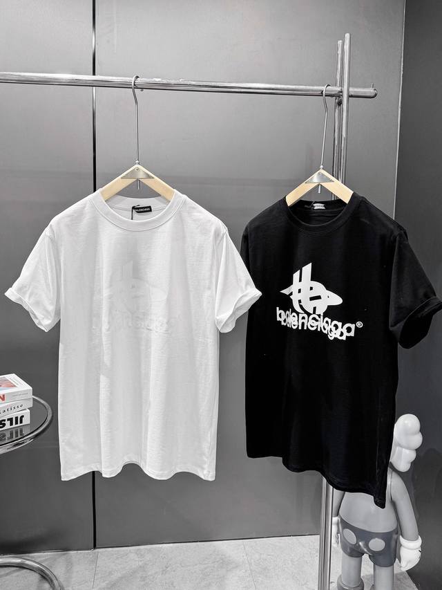 Balenciaga's new pattern overprinted letter short-sleeved T-shirt Fabric: 240g d