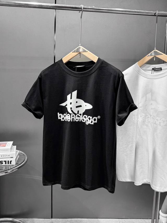 Balenciaga's new pattern overprinted letter short-sleeved T-shirt Fabric: 240g d