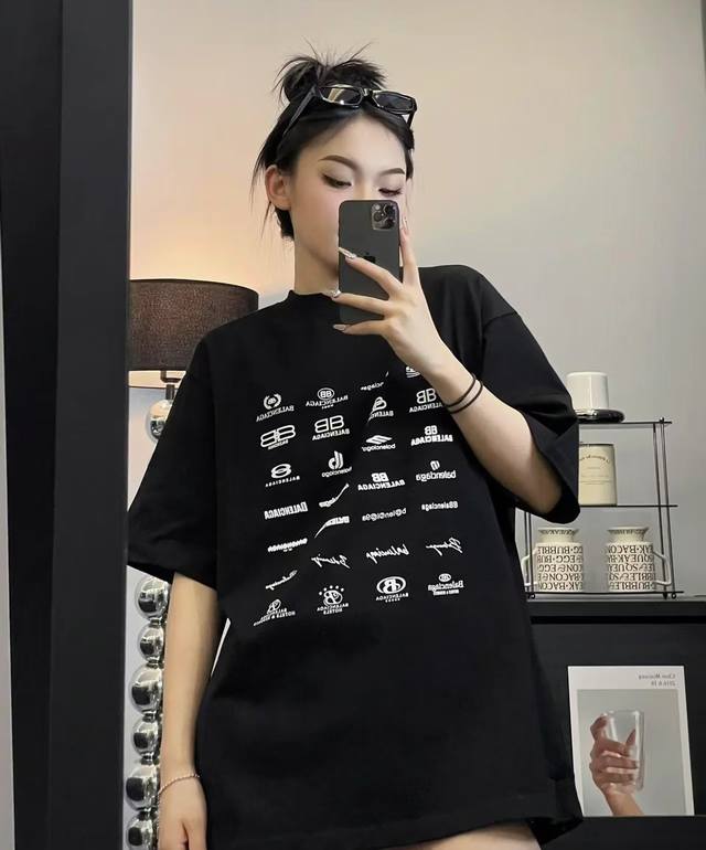 New arrival! Balenciaga logo printed on front and back couple short sleeve T-shi