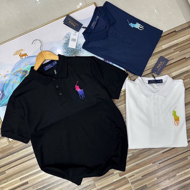 New Gradient Color Paul Polo Shirt 10,000 Needle Embroidery Couple Style Unisex