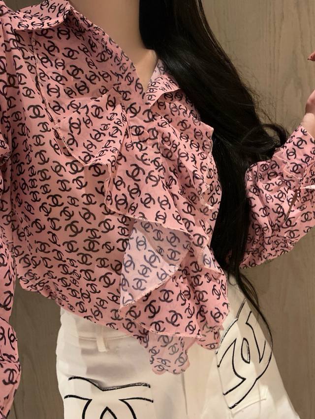 Chanel Chanel small fragrance full print double C letter print lotus leaf lace c