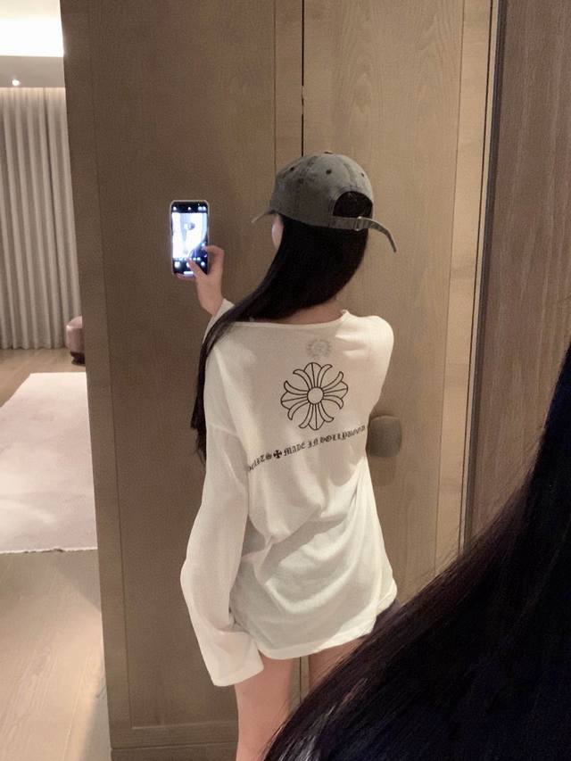 Chrome Hearts Ch cross Sanskrit disc print round neck long sleeve sun protection