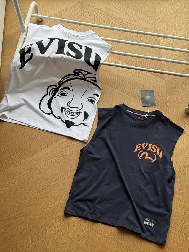for Evisu Fushen 2025 summer men's Buddha head printed casual vest short sleeves