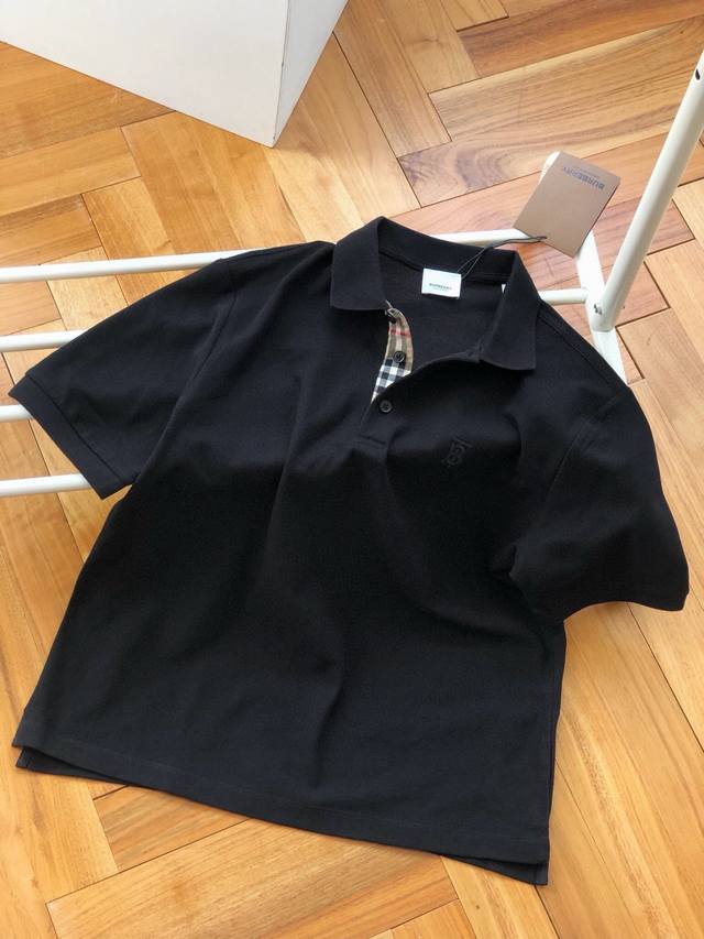 for Burberry 25Ss classic same color B logo embroidered short-sleeved Polo shirt