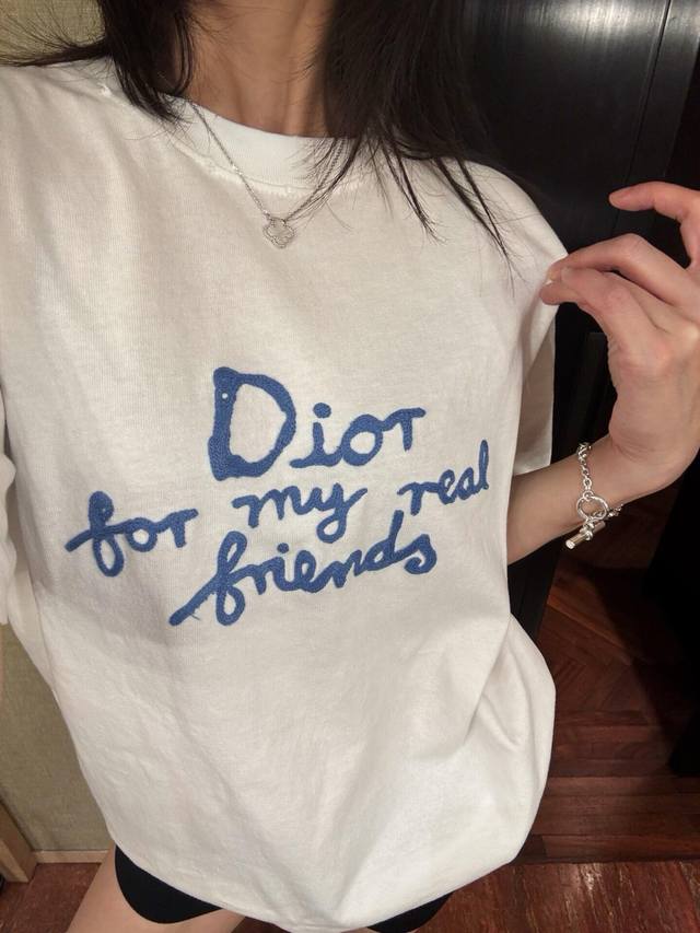 New World new arrival Dior high-end embroidered short sleeves Two-color heavy em