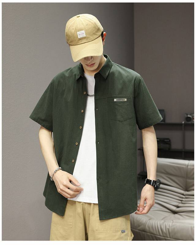 Ess25Ss new four-color high-quality casual cotton short-sleeved shirt! Clothes l