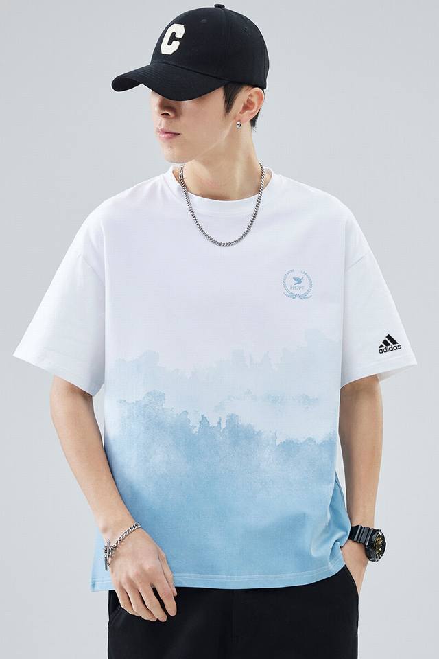 Adidas overseas limited edition short-sleeved T-shirt with silicone chest, same