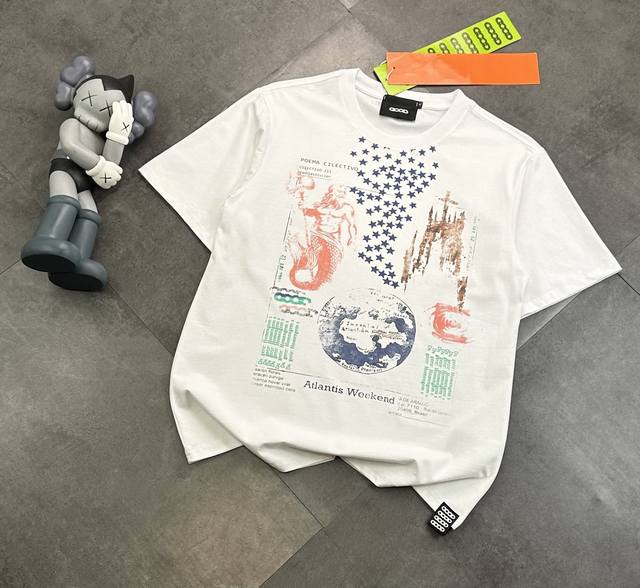 Goodbrand direct-injection printed couple short-sleeved T-shirt! : 240G double-y