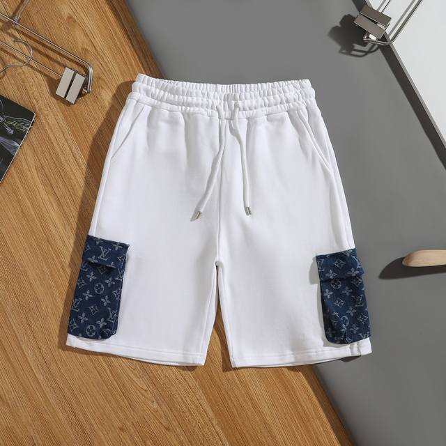 Top version Lv Louis 2025Ss new shorts classic embroidered letter shorts Light l