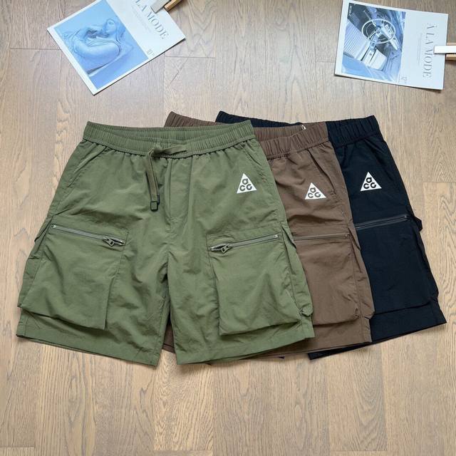 Nike Acg small logo counter new three-color multi-functional pocket work shorts
