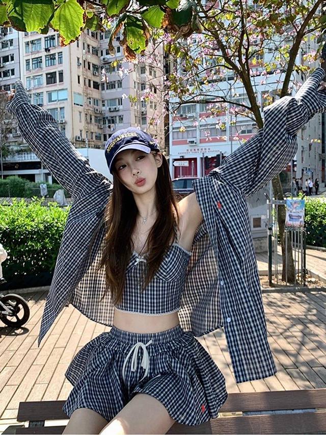 New three-piece suit Rl Ralph pony embroidery lazy plaid three-piece suit My fav